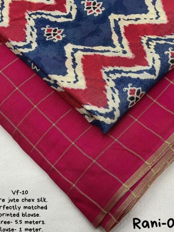 Jute Chex Silk Rani Saree
