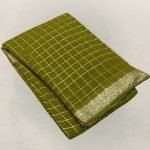 Pure Georgette Zari Chex Mehndi