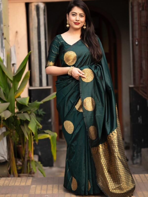 Soft Silk Saree Bottle Green - Blue Dhaara