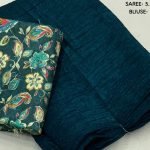 Teal Blue Color Crush Chiffon Saree With Simple Woven Shining
